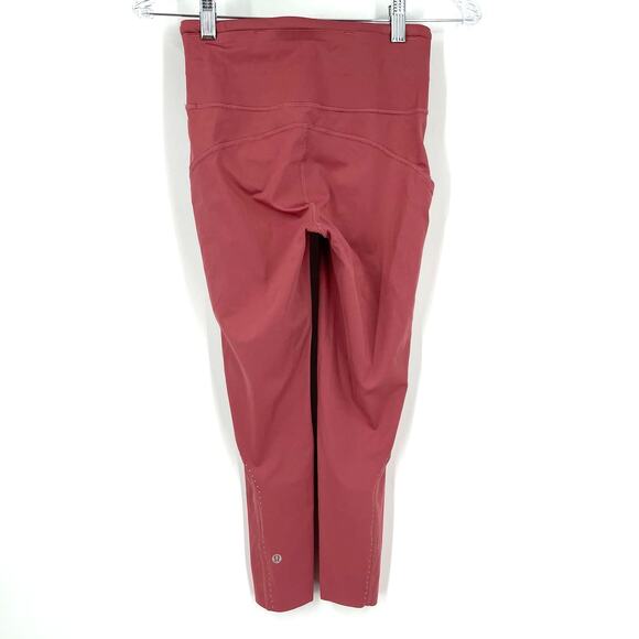 Lululemon Fast and Free High Rise Crop 21" Elite Cherry Tink Size 4 - Picture 2 of 9